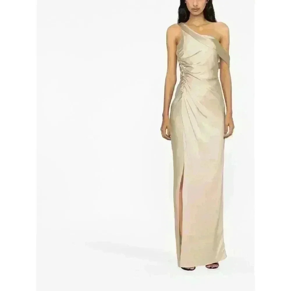 New Nwt Jonathan Simkhai One-Shoulder Satin Maxi Dress, Size 2 Retails $1,100